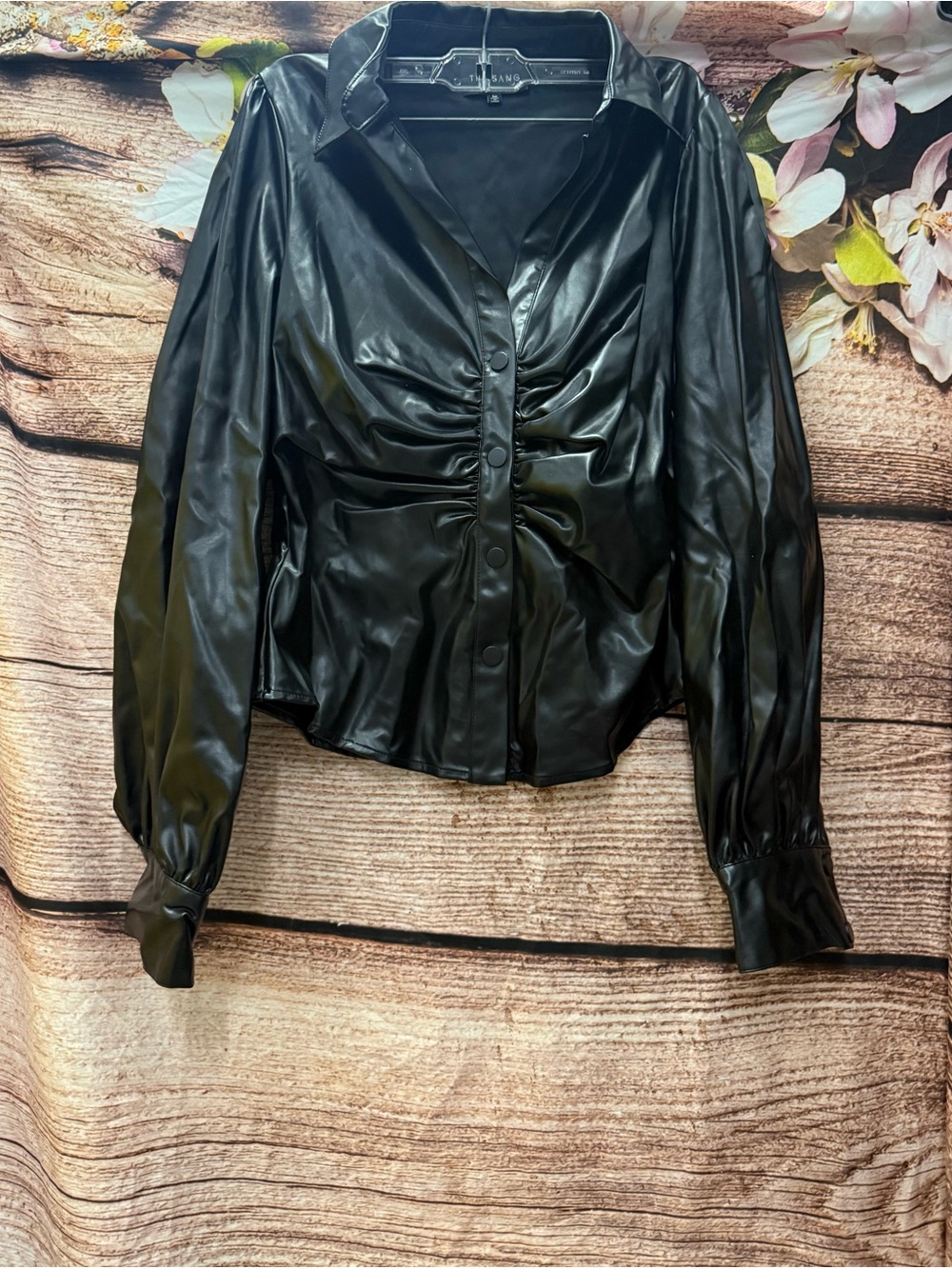 Faux Leather Button-Down